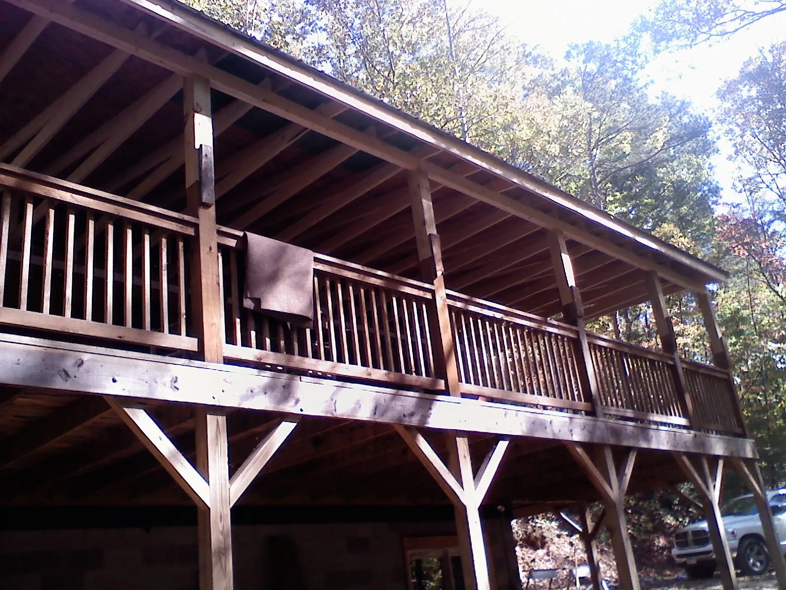 Timber framing under a new elevated porch and deck — Roof Leak Repair in Tonawanda by Roofing Brothers